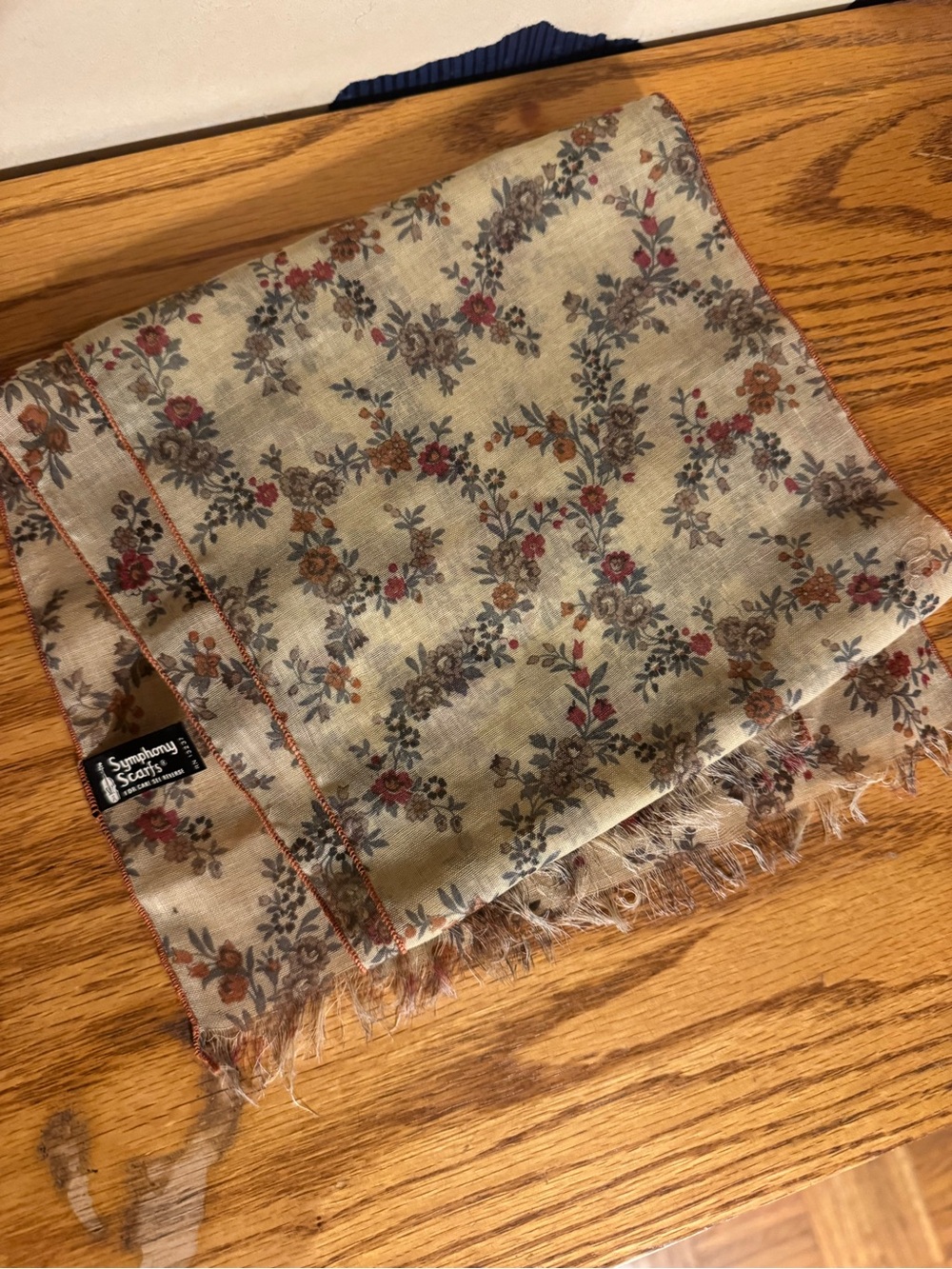 Symphony Floral Scarf in Cream, Red, Brown